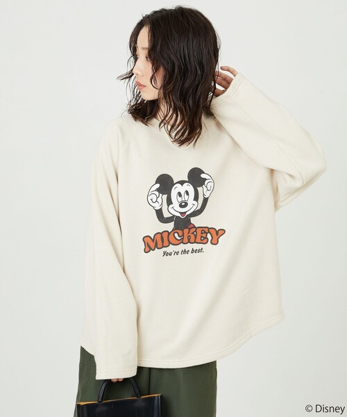 FREAK'S STORE(フリークスストア)の「限定展開 Disney/ディズニー 別注/Mickey/ウォッシュ加工ラグランスウェット(スウェット・レディース・ナチュラル/ワインレッド/ブラック/オリーブ/グレー・フリ-)」の7枚目の写真