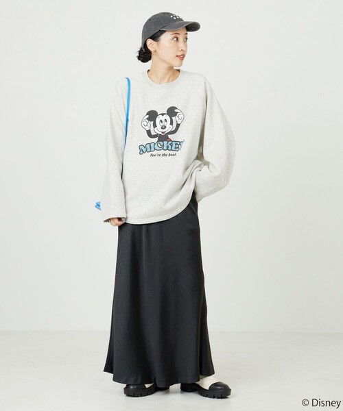 FREAK'S STORE(フリークスストア)の「限定展開 Disney/ディズニー 別注/Mickey/ウォッシュ加工ラグランスウェット(スウェット・レディース・ナチュラル/ワインレッド/ブラック/オリーブ/グレー・フリ-)」の12枚目の写真