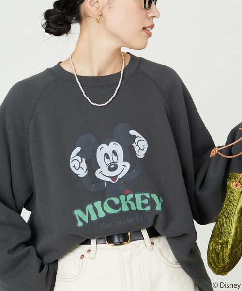 FREAK'S STORE(フリークスストア)の「限定展開 Disney/ディズニー 別注/Mickey/ウォッシュ加工ラグランスウェット(スウェット・レディース・ナチュラル/ワインレッド/ブラック/オリーブ/グレー・フリ-)」の17枚目の写真