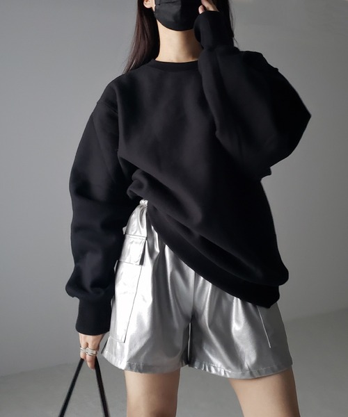 me+em select(ミームセレクト)の「※※【 2color / 3size 】ドローコードフェイクレザーカーゴショートパンツ(カーゴパンツ・レディース・シルバー/ブラック・MEDIUM/X-LARGE/LARGE)」の13枚目の写真