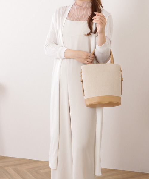 Lace Ladies(レースレディース)の「7分袖シアーロングベーシックカーディガン(カーディガン/ボレロ・レディース・ブラック/ホワイト/アイボリー/ブルー/グリーン/ベージュ・M/XL)」の2枚目の写真