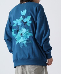 Flower embroidery wide sweatshirt フラワー刺繍ワイドトレーナー unisex