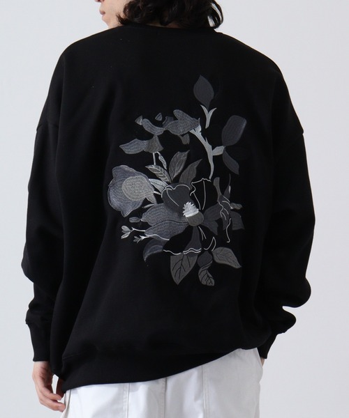 Flower embroidery wide sweatshirt フラワー刺繍ワイドトレーナー unisex（スウェット）｜RE730（アールイーセブンサーティー）