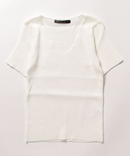 NO WAY（ノーウェイ）の「【Bz】 [IZU] Vネックニットソー（Tシャツ/カットソー・レディース・ブラック/オレンジ/グリーン/ピンク/ホワイト・FREE）」の6枚目の写真