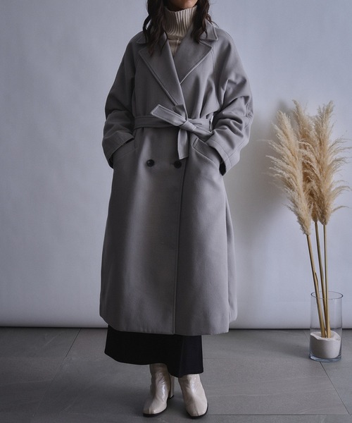 SETUP7（セットアップセブン）の「【SETUP7】ベルテッドダブルチェスターオーバーシルエット　コート　STYLE MOMENT COAT（チェスターコート・レディース・グレー・M/XL/S/L）」の4枚目の写真