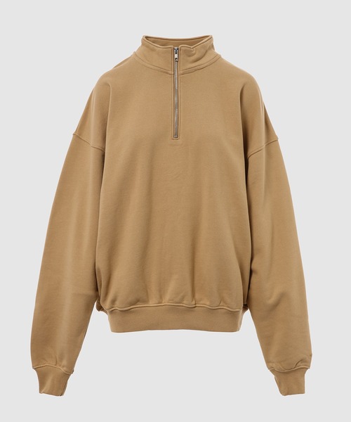 STUDIO.R330(ステュディオ アール スリーサーティー)の「Unisex Oversized Half Zip Sweat(スウェット・レディース・アッシュグレー/ライトブラウン/ホワイト/ダークグリーン/ブラック/ブラウン・M)」の6枚目の写真