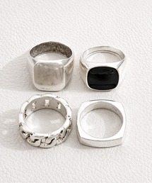 RiNc（リンク）の「【 NOLITA / ノリータ 】メンズ セットリング 指輪 ユニセックス リング メンズ レディース セットリング 4点セット シルバー ブラック 指輪  ストリート モード 重ね付けリング（リング）」