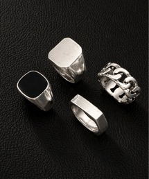 RiNc（リンク）の「【 NOLITA / ノリータ 】メンズ セットリング 指輪 ユニセックス リング メンズ レディース セットリング 4点セット シルバー ブラック 指輪  ストリート モード 重ね付けリング（リング）」