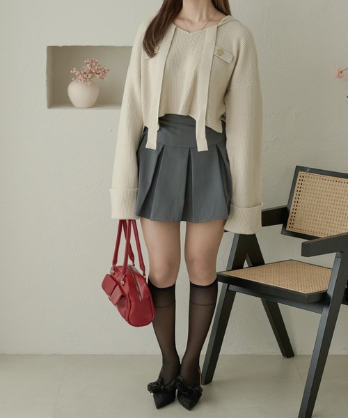 Ambre Neige(アンブルネージュ)の「クロップドフーディーニット/WEB/EC限定商品(ニット/セーター・レディース・グリーン/アイボリー・FREE)」の10枚目の写真