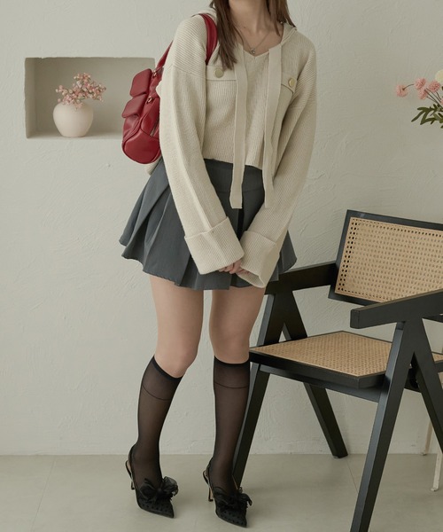 Ambre Neige(アンブルネージュ)の「クロップドフーディーニット/WEB/EC限定商品(ニット/セーター・レディース・グリーン/アイボリー・FREE)」の11枚目の写真