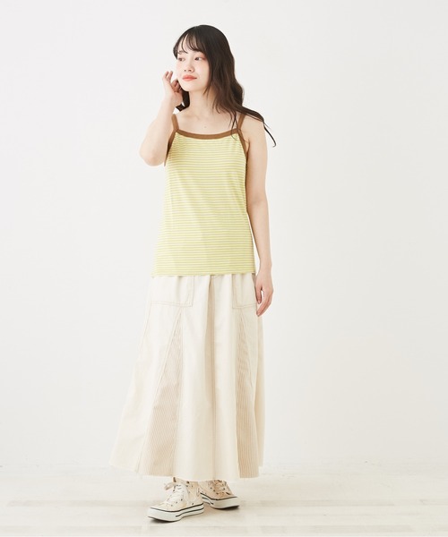 CUBE SUGAR（キューブシュガー）の「SZ天竺カットソーボーダーキャミソール（キャミソール・レディース・イエロー/ブルー系その他/ピンク/ブラック/ブラウン系その他/トップグレー・M）」の13枚目の写真