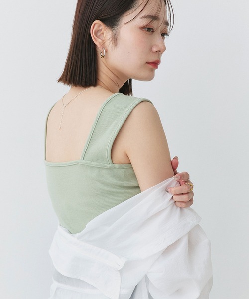 セール】インナーちら見え防止 スクエアネックタンク（タンクトップ