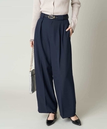 【イージーケア/ストレッチ】ボックスタックワイドパンツ