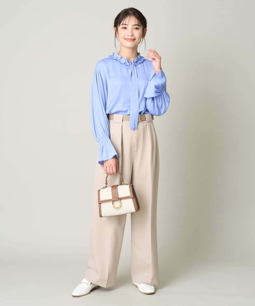 a.v.v(アーヴェヴェ)の「【イージーケア/ストレッチ】ボックスタックワイドパンツ(その他パンツ・レディース・ネイビー/クリーム/ベージュ・38/40/36/42/34)」の8枚目の写真