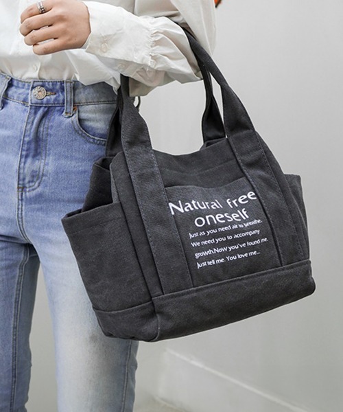 Miniministore(ミニミニストア)の「トートバッグ レディース 帆布 韓国(トートバッグ・レディース・ブラウン/グレー/フューシャピンク/ブラック・FREE)」の2枚目の写真