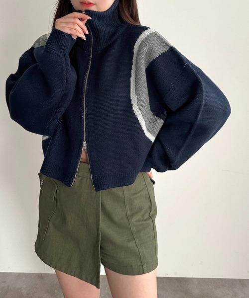 apres jour mignon(アプレジュールミニョン)の「ニットトラックジャケット【ZOZOTOWN限定アイテム】(カーディガン/ボレロ・レディース・グレー/ブラック/ネイビー・フリー/X-LARGE)」の18枚目の写真