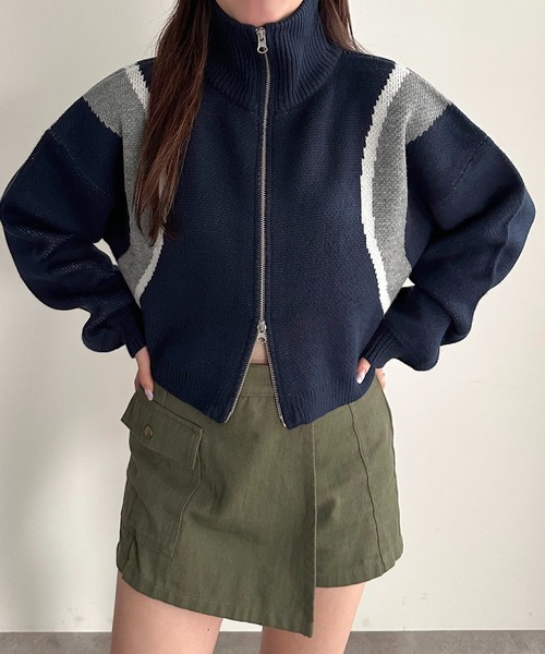 apres jour mignon(アプレジュールミニョン)の「ニットトラックジャケット【ZOZOTOWN限定アイテム】(カーディガン/ボレロ・レディース・グレー/ブラック/ネイビー・フリー/X-LARGE)」の19枚目の写真