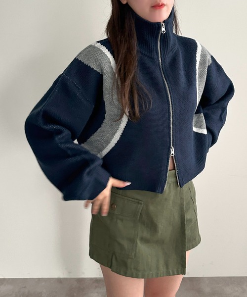 apres jour mignon(アプレジュールミニョン)の「ニットトラックジャケット【ZOZOTOWN限定アイテム】(カーディガン/ボレロ・レディース・グレー/ブラック/ネイビー・フリー/X-LARGE)」の20枚目の写真