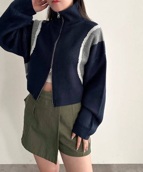 apres jour mignon(アプレジュールミニョン)の「ニットトラックジャケット【ZOZOTOWN限定アイテム】(カーディガン/ボレロ・レディース・グレー/ブラック/ネイビー・フリー/X-LARGE)」の21枚目の写真