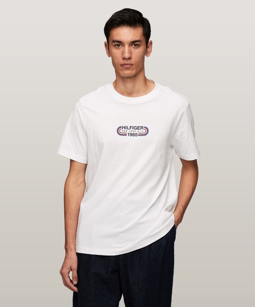 TOMMY HILFIGER（トミーヒルフィガー）の「【オンライン限定】【ユニセックス】トラックロゴTシャツ（Tシャツ/カットソー・メンズ・ブルー/グリーン/ブラック/ホワイト/ネイビー/ベージュ・MEDIUM/LARGE/X-LARGE/SMALL/X-SMALL）」の19枚目の写真