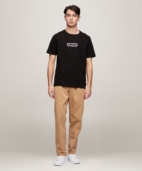TOMMY HILFIGER（トミーヒルフィガー）の「【オンライン限定】【ユニセックス】トラックロゴTシャツ（Tシャツ/カットソー・メンズ・ブルー/グリーン/ブラック/ホワイト/ネイビー/ベージュ・MEDIUM/LARGE/X-LARGE/SMALL/X-SMALL）」の20枚目の写真