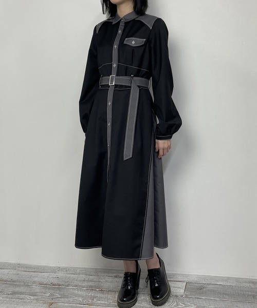 NICOLE CLUB(ニコル クラブ)の「ベルト付きバイカラーヘムワンピース(ワンピース・レディース・ネイビー/ブラック/オフホワイト・MEDIUM)」の15枚目の写真