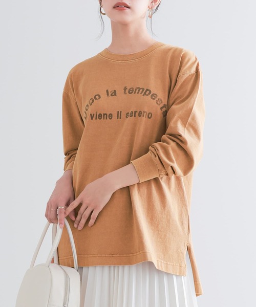n'OrLABEL（ノアールレーベル）の「ヴィンテージ風ロゴロンT（Tシャツ/カットソー・レディース・オレンジ/チャコール・1/2）」の2枚目の写真