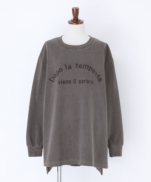 n'OrLABEL（ノアールレーベル）の「ヴィンテージ風ロゴロンT（Tシャツ/カットソー・レディース・オレンジ/チャコール・1/2）」の5枚目の写真