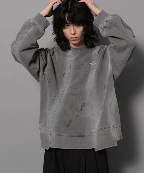 Anui(アニュイ)の「【UNISEX/選べる着丈】ブラシブリーチロゴスウェット(スウェット・レディース・グレー/ブルー・SMALL/MEDIUM)」の1枚目の写真