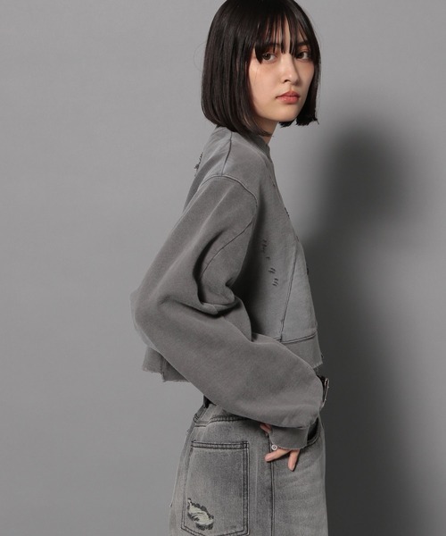 Anui(アニュイ)の「【UNISEX/選べる着丈】ブラシブリーチロゴスウェット(スウェット・レディース・グレー/ブルー・SMALL/MEDIUM)」の5枚目の写真