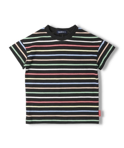 Moujonjon（ムージョンジョン）の「カラフルボーダー半袖Tシャツ（Tシャツ/カットソー・キッズ・ブラック/ホワイト・110/100/90/80/140/130/120）」の6枚目の写真