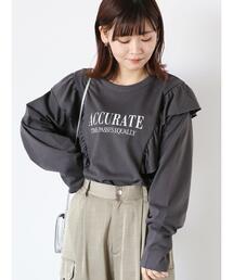 ehka sopo | ロゴプリントフリルカットソー(Tシャツ/カットソー)