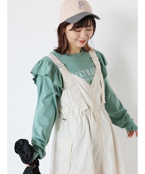 ehka sopo（エヘカソポ）の「ロゴプリントフリルカットソー（Tシャツ/カットソー・レディース・チャコールグレー/オフホワイト/グリーン・F）」の8枚目の写真