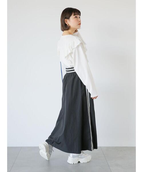 ehka sopo（エヘカソポ）の「ロゴプリントフリルカットソー（Tシャツ/カットソー・レディース・チャコールグレー/オフホワイト/グリーン・F）」の9枚目の写真