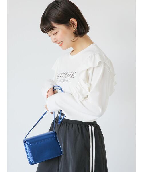 ehka sopo（エヘカソポ）の「ロゴプリントフリルカットソー（Tシャツ/カットソー・レディース・チャコールグレー/オフホワイト/グリーン・F）」の10枚目の写真