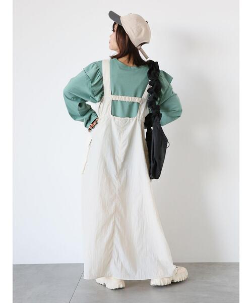 ehka sopo（エヘカソポ）の「ロゴプリントフリルカットソー（Tシャツ/カットソー・レディース・チャコールグレー/オフホワイト/グリーン・F）」の13枚目の写真