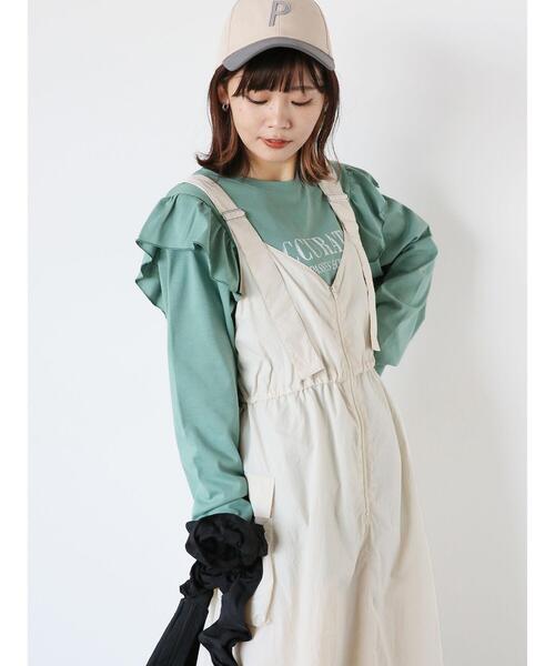 ehka sopo（エヘカソポ）の「ロゴプリントフリルカットソー（Tシャツ/カットソー・レディース・チャコールグレー/オフホワイト/グリーン・F）」の15枚目の写真