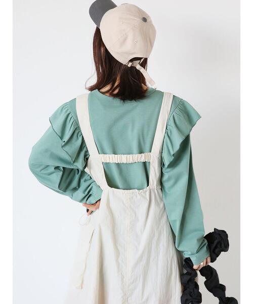 ehka sopo（エヘカソポ）の「ロゴプリントフリルカットソー（Tシャツ/カットソー・レディース・チャコールグレー/オフホワイト/グリーン・F）」の16枚目の写真