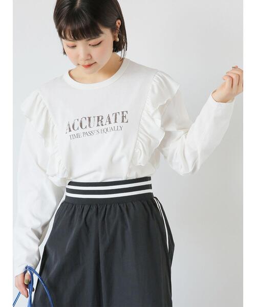 ehka sopo（エヘカソポ）の「ロゴプリントフリルカットソー（Tシャツ/カットソー・レディース・チャコールグレー/オフホワイト/グリーン・F）」の19枚目の写真