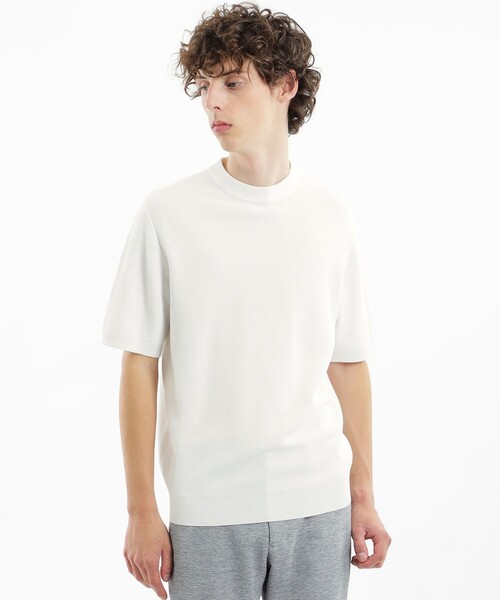 MACKINTOSH PHILOSOPHY(マッキントッシュ フィロソフィー)の「フラッフィーニット 半袖セミモックネック(ニット/セーター・メンズ・ブラック/ホワイト/ダークネイビー・38/40/42)」の2枚目の写真