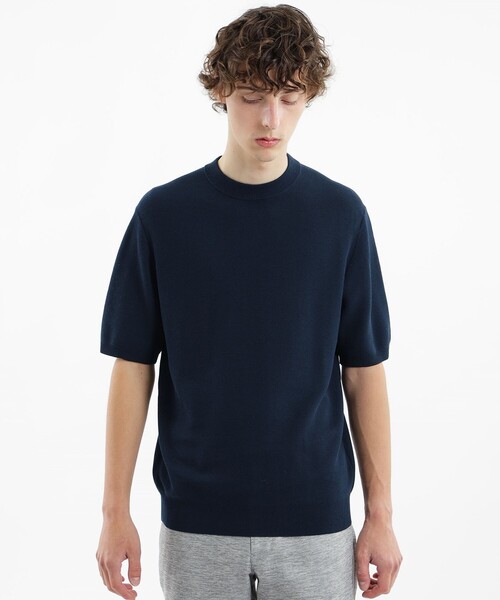 MACKINTOSH PHILOSOPHY(マッキントッシュ フィロソフィー)の「フラッフィーニット 半袖セミモックネック(ニット/セーター・メンズ・ブラック/ホワイト/ダークネイビー・38/40/42)」の3枚目の写真