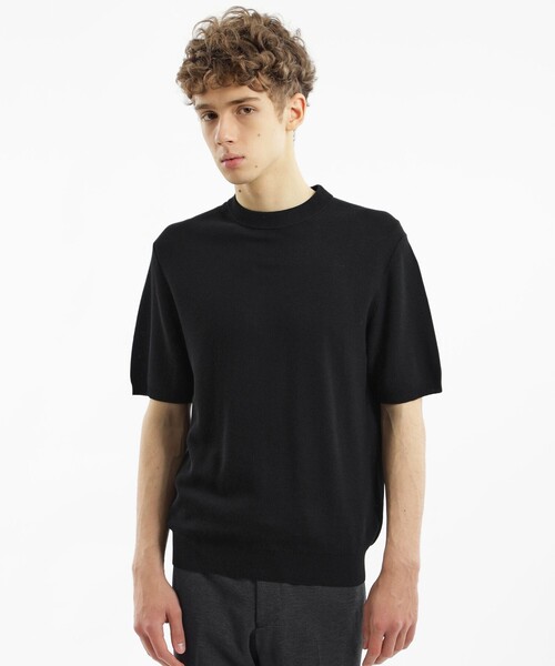 MACKINTOSH PHILOSOPHY(マッキントッシュ フィロソフィー)の「フラッフィーニット 半袖セミモックネック(ニット/セーター・メンズ・ブラック/ホワイト/ダークネイビー・38/40/42)」の1枚目の写真