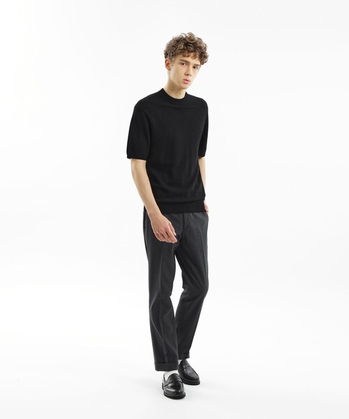 MACKINTOSH PHILOSOPHY(マッキントッシュ フィロソフィー)の「フラッフィーニット 半袖セミモックネック(ニット/セーター・メンズ・ブラック/ホワイト/ダークネイビー・38/40/42)」の5枚目の写真