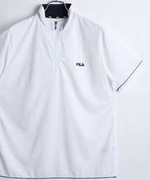 FILA ダブルメッシュ ハーフジップ 吸水速乾Tシャツ UVカット付
