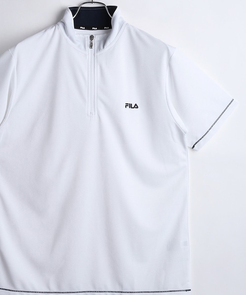 FILA(フィラ)の「FILA ダブルメッシュ ハーフジップ 吸水速乾Tシャツ UVカット付(Tシャツ/カットソー・メンズ・ネイビー/ホワイト/ブラック/ネイビー系/ホワイト系その他/ブラック系その他・M/LL/L)」の3枚目の写真