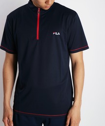FILA ダブルメッシュ ハーフジップ 吸水速乾Tシャツ UVカット付