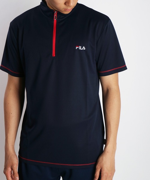 FILA(フィラ)の「FILA ダブルメッシュ ハーフジップ 吸水速乾Tシャツ UVカット付(Tシャツ/カットソー・メンズ・ネイビー/ホワイト/ブラック/ネイビー系/ホワイト系その他/ブラック系その他・M/LL/L)」の5枚目の写真