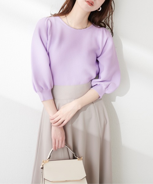 natural couture(ナチュラルクチュール)の「ぽわ袖ポリニット(ニット/セーター・レディース・ブラック/イエロー/アイボリー/ラベンダー/ブルー系その他・FREE)」の20枚目の写真