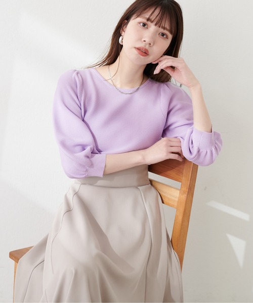 natural couture(ナチュラルクチュール)の「ぽわ袖ポリニット(ニット/セーター・レディース・ブラック/イエロー/アイボリー/ラベンダー/ブルー系その他・FREE)」の19枚目の写真