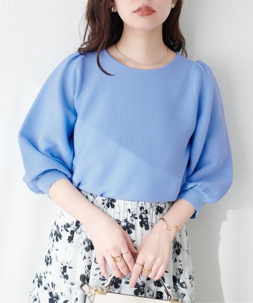 natural couture(ナチュラルクチュール)の「ぽわ袖ポリニット(ニット/セーター・レディース・ブラック/イエロー/アイボリー/ラベンダー/ブルー系その他・FREE)」の14枚目の写真